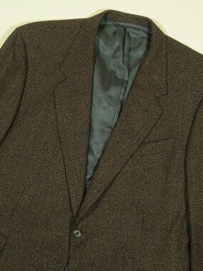 Hickey Freeman Collection Soft Tweed Blazer Mens 46L Brown Hopsack Wool Cashmere